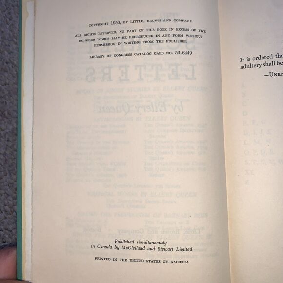 The Scarlet Letters by Ellery Queen (1953 Hardcover DJ) Book Club Edition - Picture 4 of 9